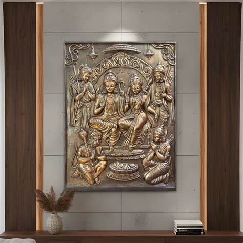 Ram Darbar 3D Relief Mural – 4x3 Feet | Divine Elegance in Bronze, Gol ...
