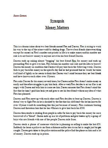 Image result for Script Synopsis Examples