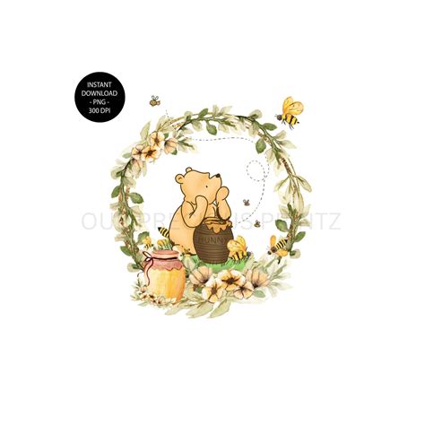 Classic pooh bee wreath watercolor png classic winnie pooh etsy – Artofit