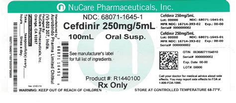 FDA Label for Cefdinir - Indications, Usage & Precautions