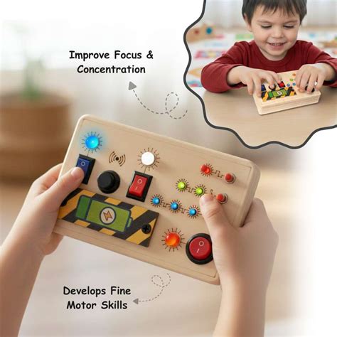 Clapstore Toys Montessori Toggle Play Busy Board with LED Light ...