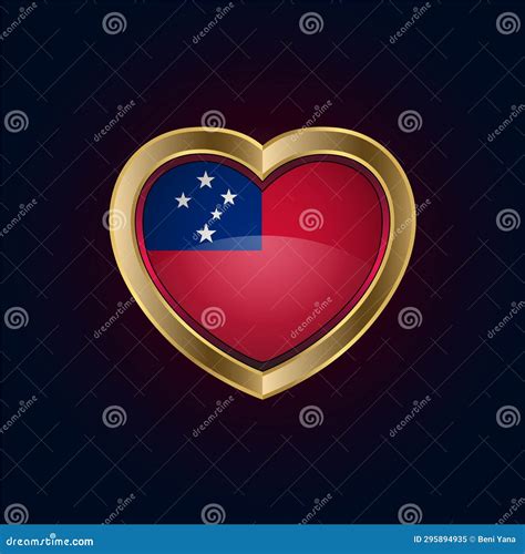 Golden Heart Shaped Illustration of Western Samoa Flag Stock ...