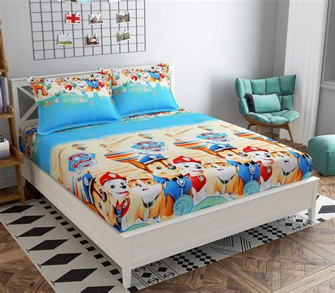 Buy Kritarth Handicrafts Cartoons Printed Fitted Queen Size Bedsheet ...