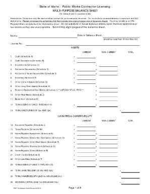 Fillable Online dbs idaho Balance Sheet (pwf-104) for pdf - Teton ...