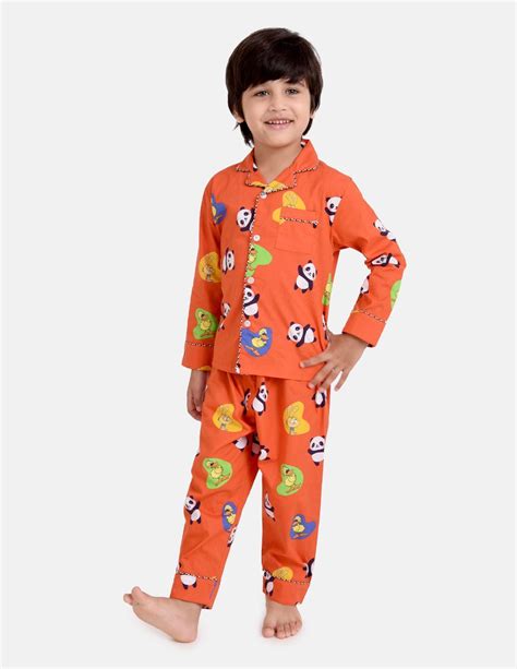 Cuteness In Orange Printed Night Suit Set - koochi Poochi