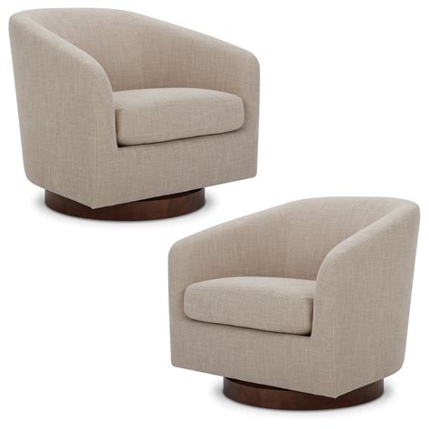CHITA Modern High Back Swivel Accent Chair Set of 2, Round Barrel Arm ...