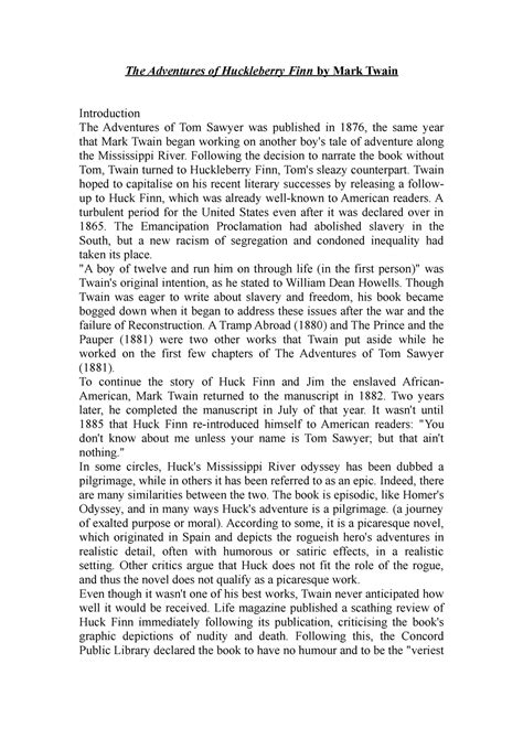 The Adventures of Huckleberry Finn by Mark Twain - American Literature ...
