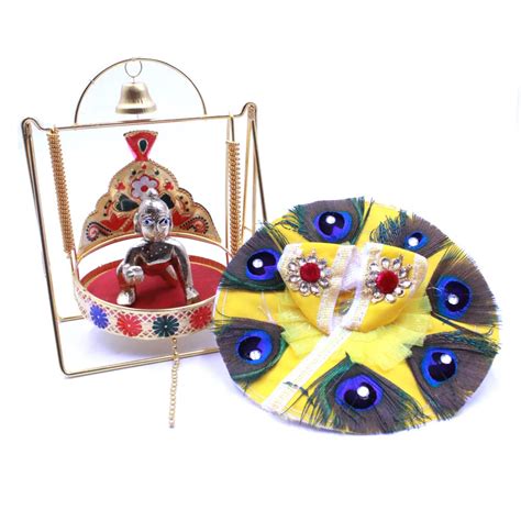 Buy Xula Laddu Gopal Jhula with Designer Laddu Gopal Dress, Mor pankh ...