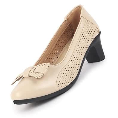 Buy FAUSTO FST KI-7012 BEIGE-36 Women Beige Elegant Classic Bow Buckle ...