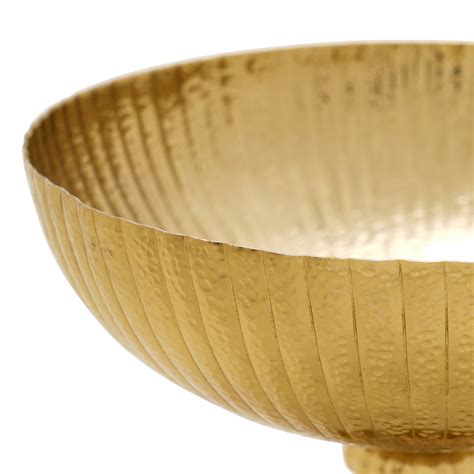Shop Gold Ribbed Metal Decorative Bowl with Stand - at Best Price ...