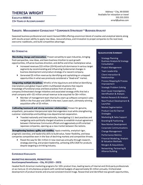 Technology, Management & Strategy Consulting Resume Examples