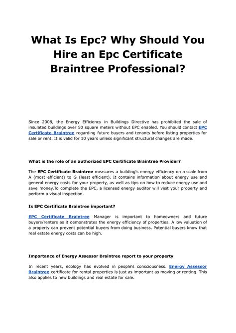 PPT - What Is Epc Why Should You Hire an Epc Certificate Braintree ...