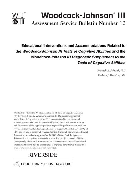 Woodcock- Johnson III Tests of Cognitive Abilities - Riverside ...