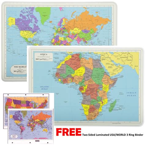 Painless Learning Educational Placemats For Kids Laminated World And ...