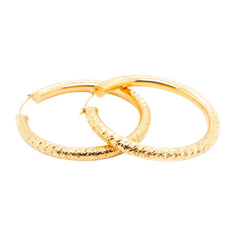 Large Gold Thin Hoop Earrings, 14K Yellow Gold For Sale at 1stDibs