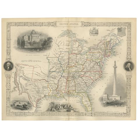 Antique Map of North America by Tallis 'c.1850' at 1stDibs