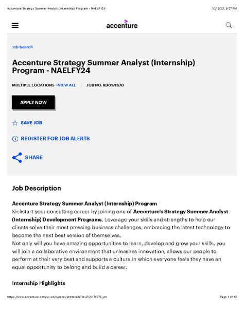 Accenture Strategy Summer Analyst (Internship) Program - Naelfy 24 - Job Description Accenture ...