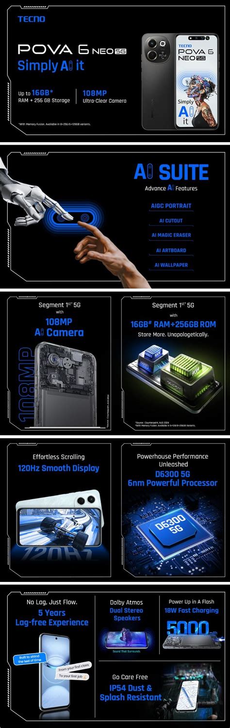 Mobile Phones :: Tecno :: Tecno Pova 6 Neo | 8 GB | 256 GB | Azure Sky