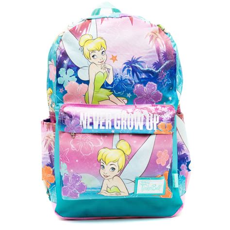 Disney Tinker Bell Never Grow Up 17" Full-Size Nylon Backpack Deluxe ...