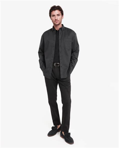 Rare Rabbit Men's Zord Black Cotton Plain Boxy Fit Full Sleeve Collare