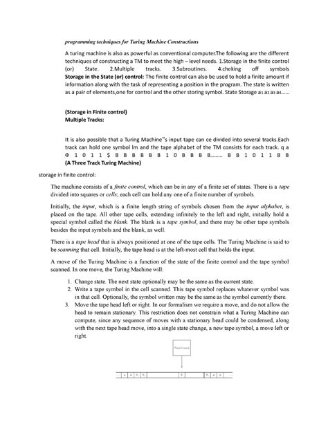 Programming Techniques for Turing Machines (TM) in Comp Sci - Studocu