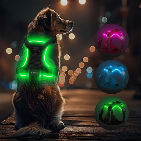 Amazon.com : Light Up Dog Harness,Reflective Pet Harness Rechargeable ...