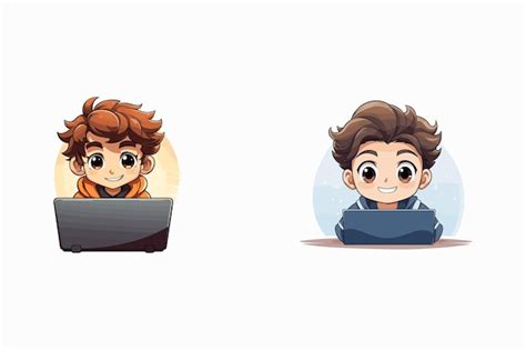 Boy Using Computer Cartoon 的图像结果