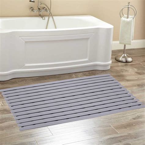 Buy Kuber Industries Hard Plastic Anti Skid Bath Mat 18x23.5? (Grey ...