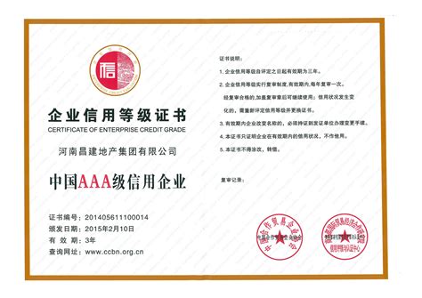 昌建集团荣获 “中国AAA级信用企业”称号 - 昌建控股