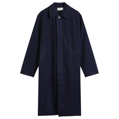 Universal Works Men's Mowbray Wool Mac Coat in Navy Universal Works