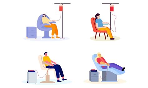Set of flat design of people donating blood illustration | Premium Vector