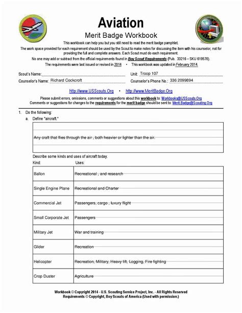 Boy Scout Cooking Merit Badge Worksheet Yooob — db-excel.com