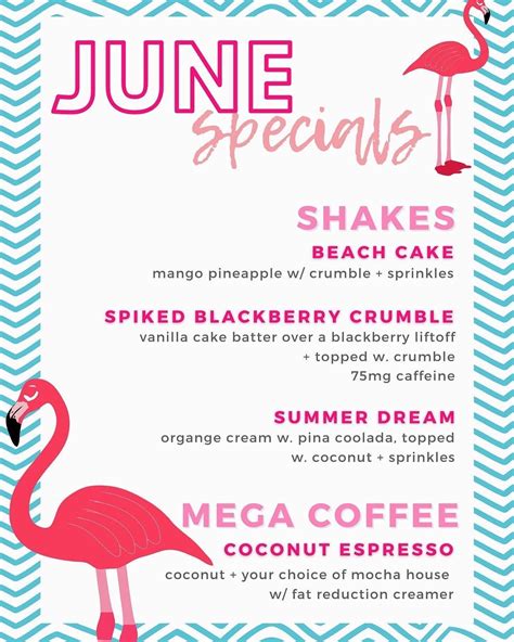 June Specials: Pink Flamingo Tea Menu