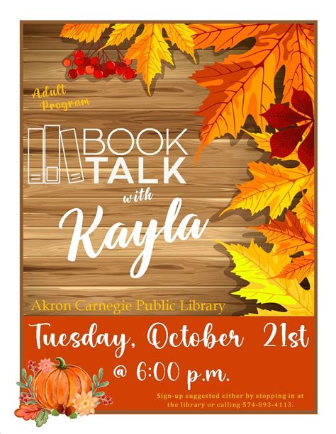 Book Talk with Kayla, 205 E Rochester St, Akron, IN, United States ...