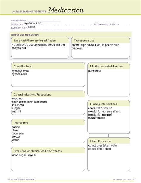 Ati Medication Template Insulin