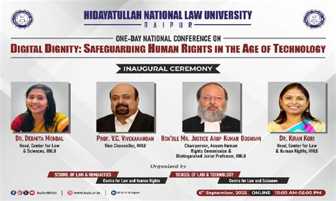HNLU Raipur, National Conference, Digital Dignity, Human Rights, Law ...