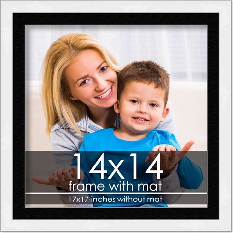 Amazon.com - 14x14 Frame with Mat - White 17x17 Frame Wood Made to Display Print or Poster ...