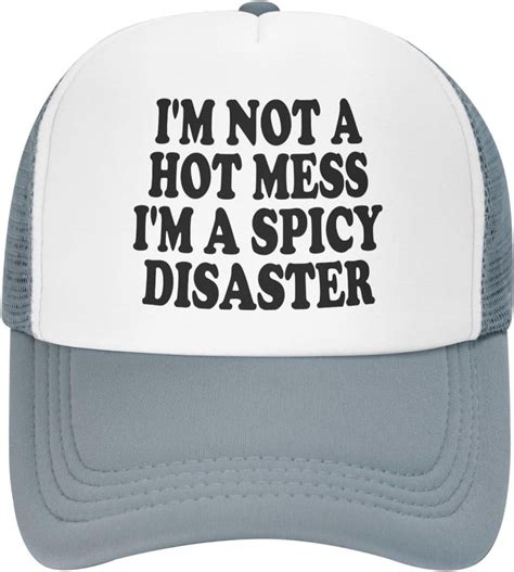 I'm Not A Hot Mess I'm A Spicy Disaster Trucker Hat Funny Hats Men ...