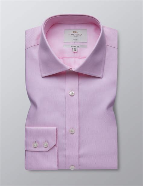 Men's Classic Pink Twill Fit Non-Iron Shirt | Hawes & Curtis