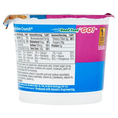 Raisin Bran Crunch Nutrition Facts Label at John Mccloud blog