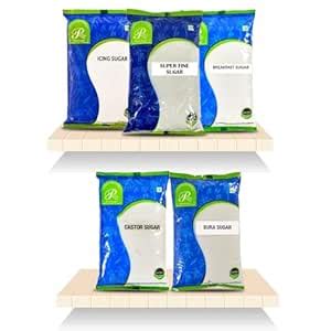 Rahul Sugar Variety Pack of Five - Icing, SuperFine Sugar, Breakfast ...