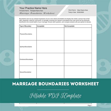 Marriage Boundaries Worksheet Editable / Fillable PDF Template for ...