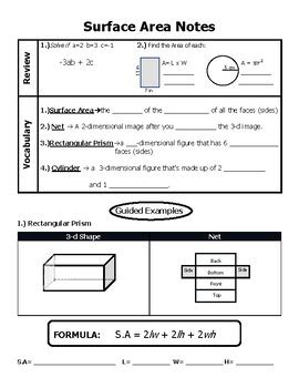 Image result for Surface Area Notes