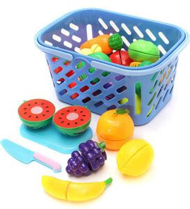 Pluspoint 18 Pcs Realistic Sliceable Cut-Fruits and Vegetables with ...