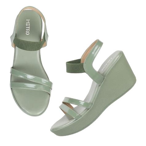 Buy Metro Womens Green Platform HeelsMetro Green Synthetic Solid Wedges ...