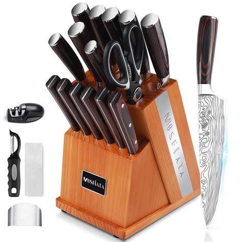 MOSFiATA Knife Set-21Pcs Kitchen Knife Set with Knife Holder ...
