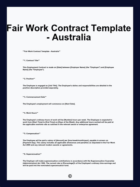 Fair Work Contract Template - Australia