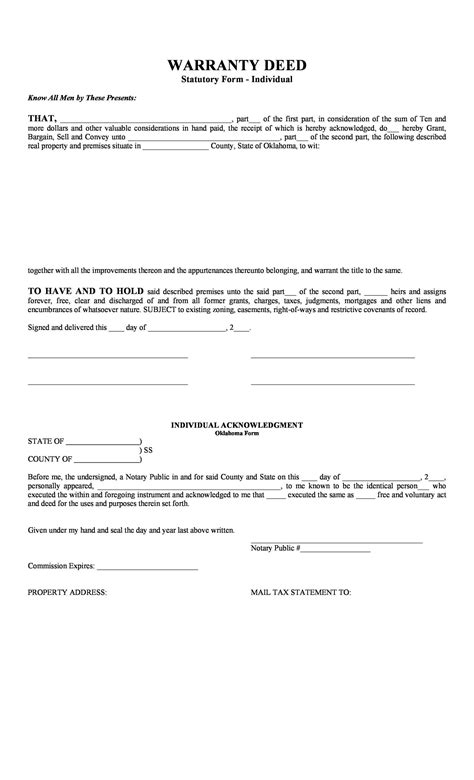 Free Warranty Deed Template