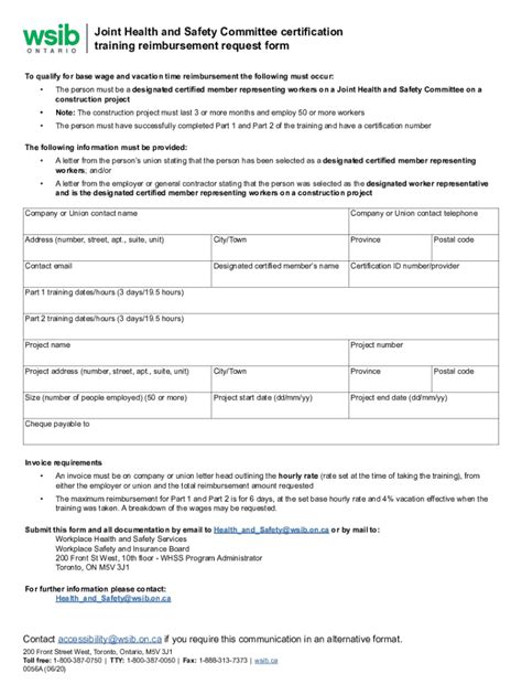 Fillable Online Joint Health and Safety Committee certification ...