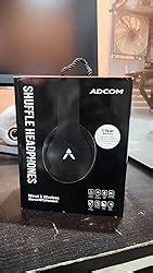 Adcom Shuffle Over-Ear Wireless Bluetooth Headphones with Built-in Mic ...